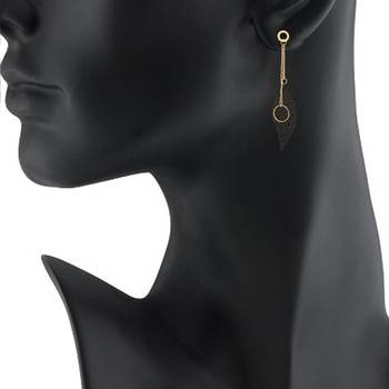 Black Color Stylish Leaf Shape Party Wear Earrings/Jhumki For Girls And Women 5