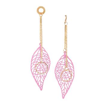 Pink Color Stylish Leaf Shape Party Wear Earrings/Jhumki For Girls And Women 1