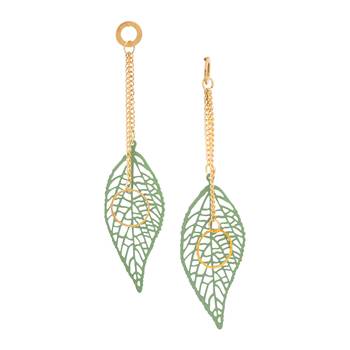 Green Color Stylish Leaf Shape Party Wear Earrings/Jhumki For Girls And Women 1