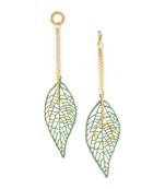 Green Color Stylish Leaf Shape Party Wear Earrings/Jhumki For Girls And Women