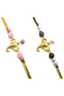 Multicolor Jewellery Designer Fancy Stylish Beautiful Combo (Set Of 2) Rakhi For Brother