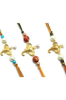 Multicolor Jewellery Designer Fancy Stylish Beautiful Combo (Set Of 3) Rakhi For Brother