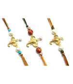Multicolor Jewellery Designer Fancy Stylish Beautiful Combo (Set Of 3) Rakhi For Brother