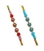 Multicolor Jewellery Designer Fancy Stylish Beautiful Combo (Set Of 2) Rakhi For Brother