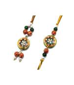 Multicolor Jewellery Designer Fancy Stylish Beautiful Rakhi 
Combo Rakhi Set For Bhaiya And Bhabhi