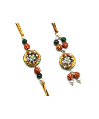 Multicolor Jewellery Designer Fancy Stylish Beautiful Rakhi 
Combo Rakhi Set For Bhaiya And Bhabhi 2