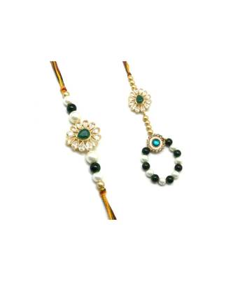Multicolor Jewellery Designer Fancy Stylish Beautiful Rakhi 
Combo Rakhi Set For Bhaiya And Bhabhi 2