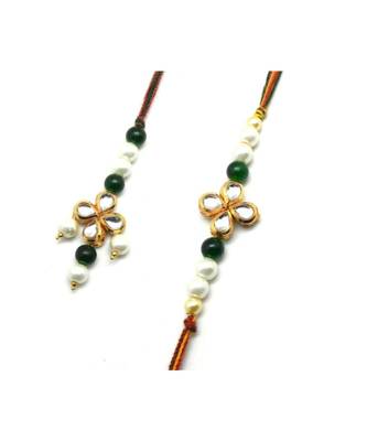 Multicolor Jewellery Designer Fancy Stylish Beautiful Rakhi 
Combo Rakhi Set For Bhaiya And Bhabhi 1