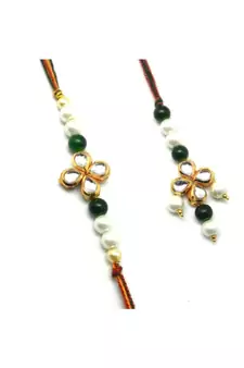 Multicolor Jewellery Designer Fancy Stylish Beautiful Rakhi 
Combo Rakhi Set For Bhaiya And Bhabhi