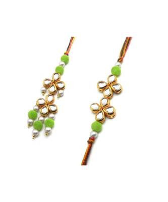 Multicolor Jewellery Designer Fancy Stylish Beautiful Rakhi 
Combo Rakhi Set For Bhaiya And Bhabhi 1