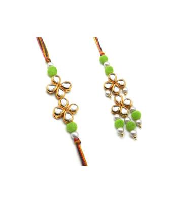 Multicolor Jewellery Designer Fancy Stylish Beautiful Rakhi 
Combo Rakhi Set For Bhaiya And Bhabhi 2