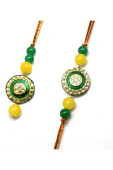 Multicolor Jewellery Designer Fancy Stylish Beautiful Rakhi 
Combo Rakhi Set For Bhaiya And Bhabhi