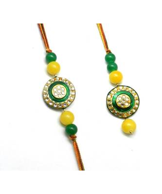 Multicolor Jewellery Designer Fancy Stylish Beautiful Rakhi 
Combo Rakhi Set For Bhaiya And Bhabhi 2