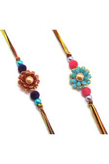 Multicolor Jewellery Designer Fancy Stylish Beautiful Combo (Set Of 2) Rakhi For Brother