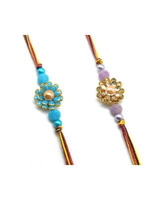 Multicolor Jewellery Designer Fancy Stylish Beautiful Combo (Set Of 2) Rakhi For Brother 1