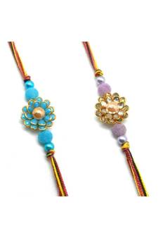 Multicolor Jewellery Designer Fancy Stylish Beautiful Combo (Set Of 2) Rakhi For Brother