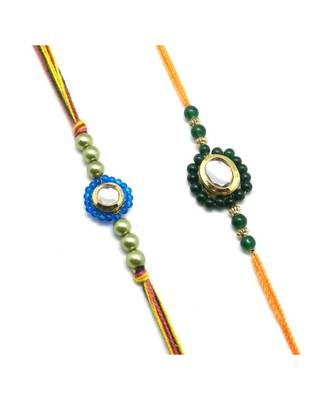 Multicolor Jewellery Designer Fancy Stylish Beautiful Combo (Set Of 2) Rakhi For Brother 1