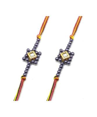 Multicolor Jewellery Designer Fancy Stylish Beautiful Combo (Set Of 2) Rakhi For Brother 2