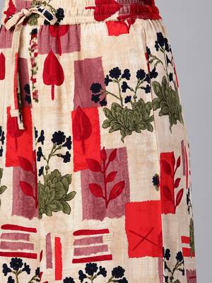 Coral embroidered viscose rayon kurta with palazzo 5