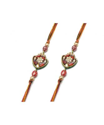Multicolor Jewellery Designer Fancy Stylish Beautiful Combo (Set Of 2) Rakhi For Brother 1