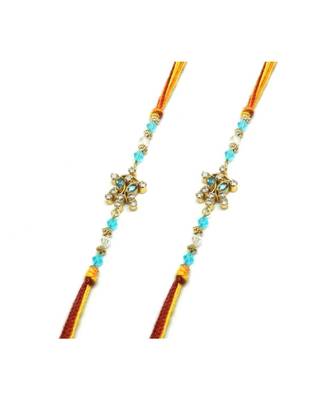 Multicolor Jewellery Designer Fancy Stylish Beautiful Combo (Set Of 2) Rakhi For Brother 1