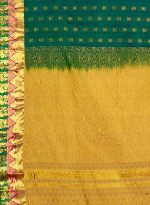 CLASSICATE from the house of The Chennai Silks Women's Dark Green  Kanjivaram Silk Saree With Running Blouse 4