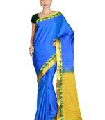 Royal Blue Faux Kanjivaram Silk Saree With Running Blouse