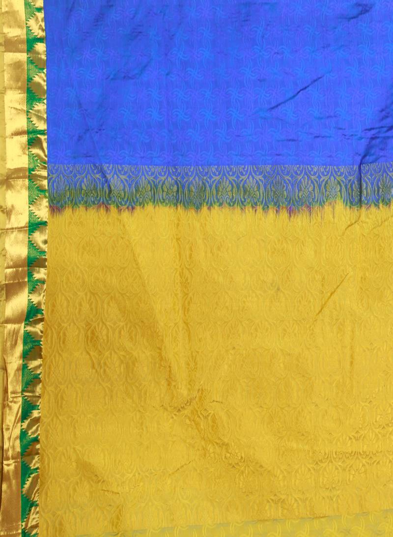 Royal Blue Faux Kanjivaram Silk Saree With Running Blouse