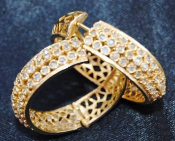 Crystal Studded Gold Hoop Earrings 1