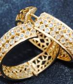 Crystal Studded Gold Hoop Earrings