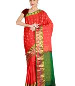 CLASSICATE from the house of The Chennai Silks Women's Red Kanjivaram Silk Saree With Running Blouse