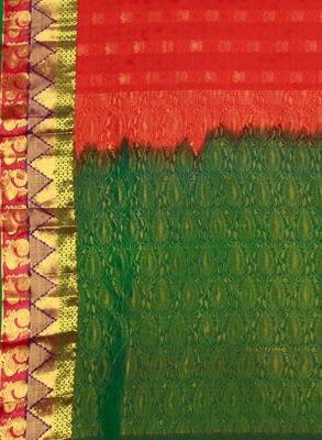 CLASSICATE from the house of The Chennai Silks Women's Red Kanjivaram Silk Saree With Running Blouse 4