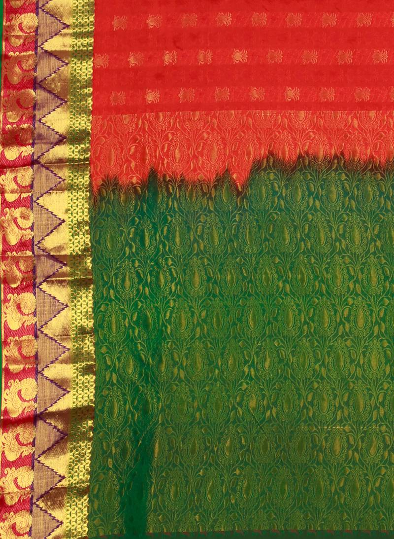 CLASSICATE from the house of The Chennai Silks Women's Red Kanjivaram Silk Saree With Running Blouse