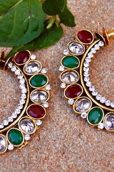 Red Green Big Hoop Glam Earrings