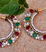 Red Green Big Hoop Glam Earrings