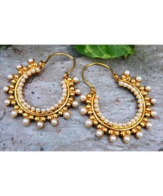 Beaded Hoop Earrings with Pearls 1