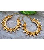 Beaded Hoop Earrings with Pearls