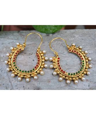 Multicolor Hoop Earrings with Pearls 1