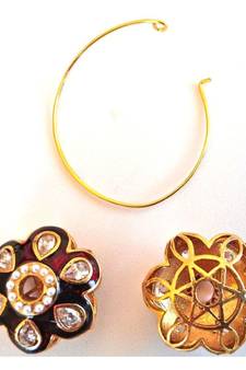 Red Flower Hoop Earrings