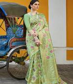   light green woven silk blend saree with blouse