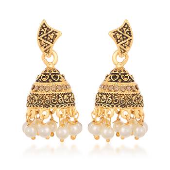 Yellow pearl jhumkas 1
