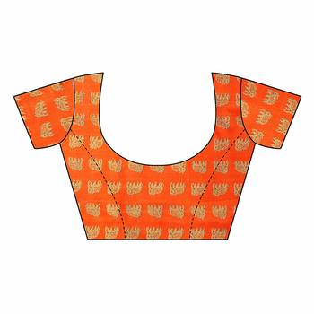 Orange and White Printed Mysore Art Silk Saree With Blouse 6