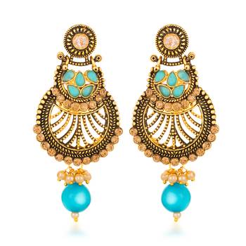 Blue diamond chandbali 1