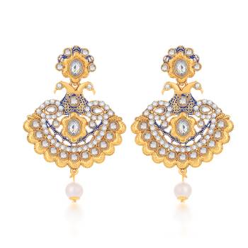 Blue cubic zirconia chandbali 1