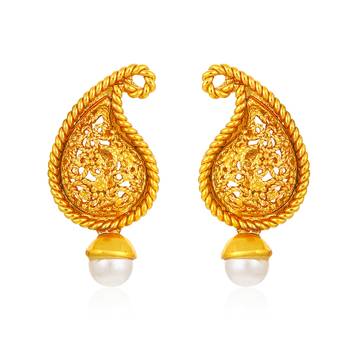 Yellow pearl danglers-drops 1