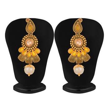 Yellow pearl danglers-drops 2