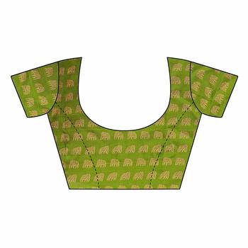 Mehandi Green and White Printed Mysore Art Silk Saree With Blouse 6