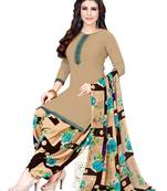 Brown Printed Crepe Salwar