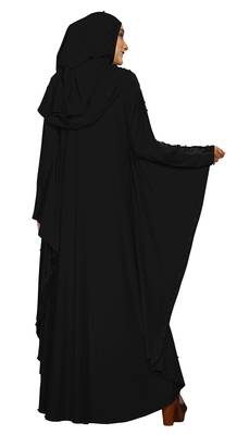 Justkartit Women'S Kaftan Style Black Beads Work Abaya Burkha With Dupatta 3