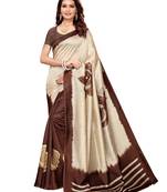 Red Printed Poly Silk Saree With Blouse